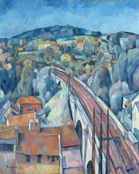 Die Eisenbahnbrücke bei Meulen